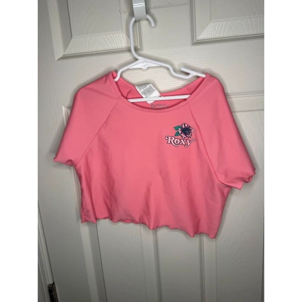 Girls Pink Roxy Cropped Rash Guard Size 16